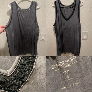 “Tie-Dyed” black and grey SUPER SOFT torrid tank!